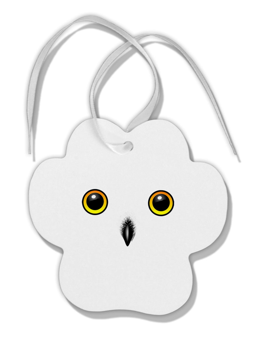 Cute Snowy Owl Face Paw Print Shaped Ornament-Ornament-TooLoud-White-Davson Sales