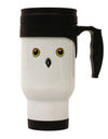 Cute Snowy Owl Face Stainless Steel 14oz Travel Mug-Travel Mugs-TooLoud-White-Davson Sales