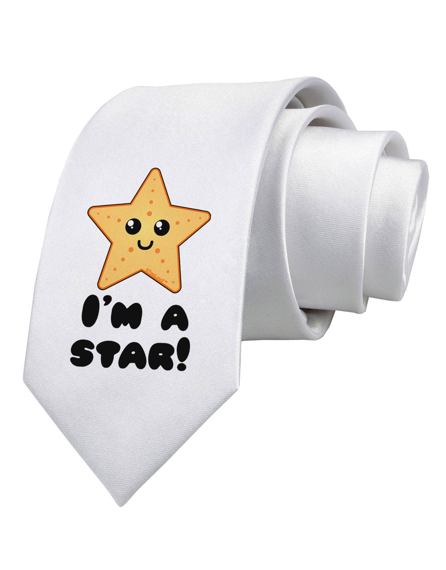 Cute Starfish - I am a Star Printed White Necktie by TooLoud