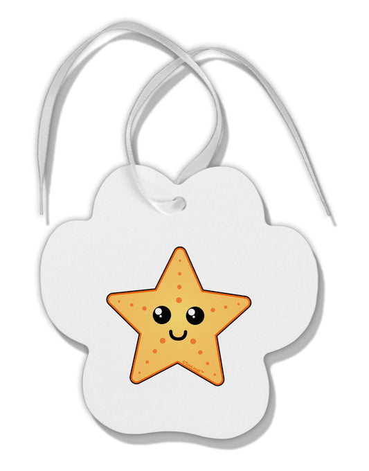 Cute Starfish Paw Print Shaped Ornament by TooLoud-Ornament-TooLoud-White-Davson Sales