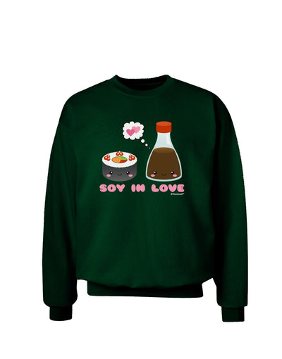 Cute Sushi and Soy Sauce - Soy In Love Adult Dark Sweatshirt by TooLoud-Sweatshirts-TooLoud-Deep-Forest-Green-Small-Davson Sales