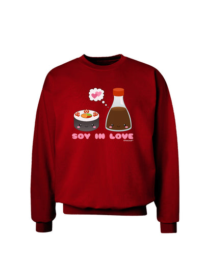 Cute Sushi and Soy Sauce - Soy In Love Adult Dark Sweatshirt by TooLoud-Sweatshirts-TooLoud-Deep-Red-Small-Davson Sales