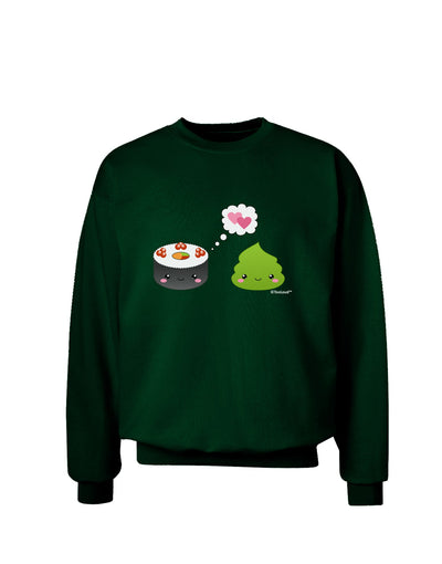 Cute Sushi and Wasabi Love Adult Dark Sweatshirt by TooLoud-Sweatshirts-TooLoud-Deep-Forest-Green-Small-Davson Sales