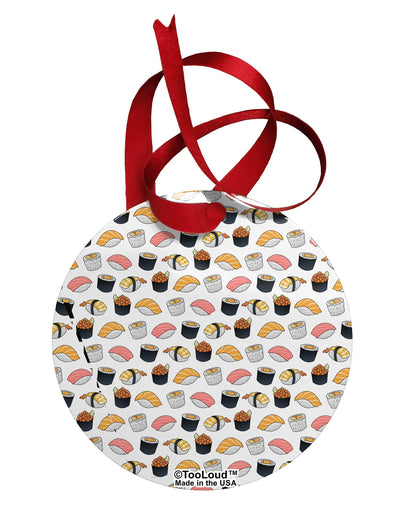 Cute Sushi AOP Circular Metal Ornament All Over Print-Ornament-TooLoud-White-Davson Sales