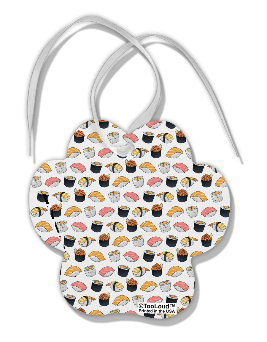 Cute Sushi AOP Paw Print Shaped Ornament All Over Print-Ornament-TooLoud-White-Davson Sales