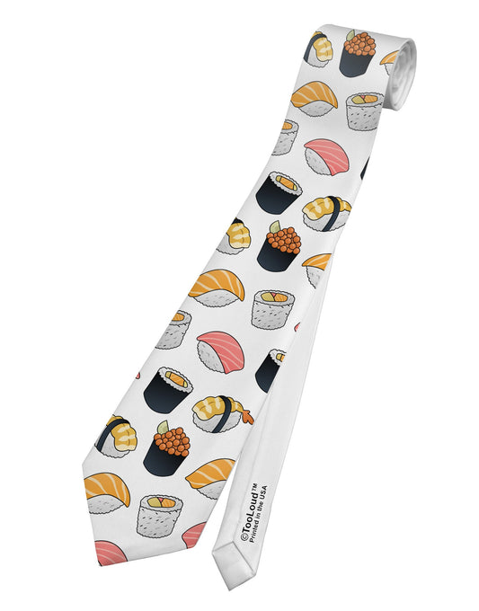 Cute Sushi AOP Printed White Necktie All Over Print