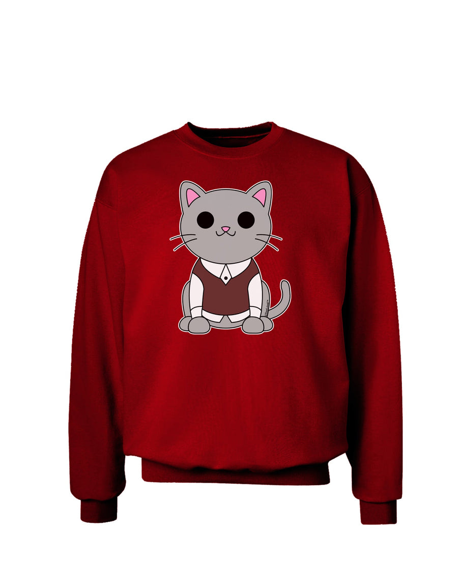 Cute Sweater Vest Cat Design Adult Dark Sweatshirt by TooLoud-Sweatshirts-TooLoud-Black-Small-Davson Sales