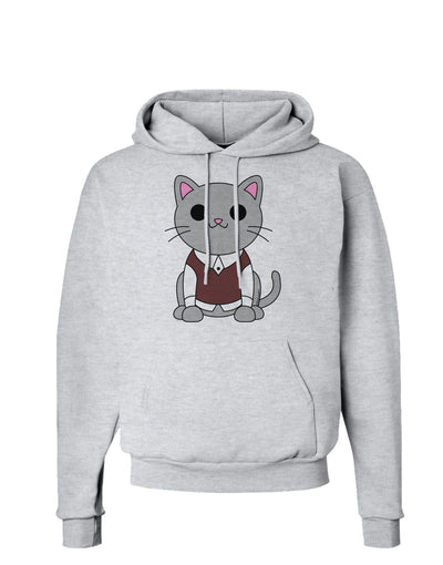 Cute Sweater Vest Cat Design Hoodie Sweatshirt by TooLoud-Hoodie-TooLoud-AshGray-Small-Davson Sales