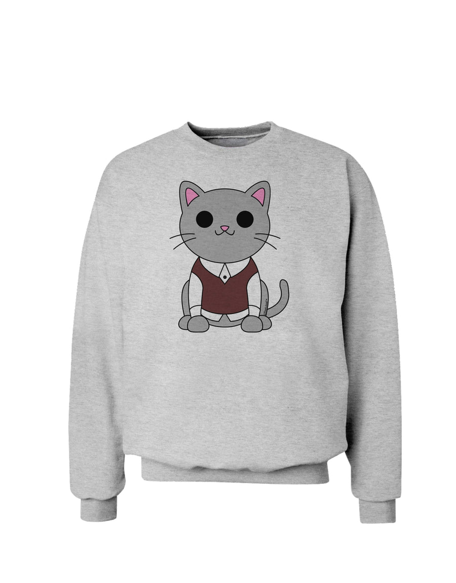 Cute Sweater Vest Cat Design Sweatshirt by TooLoud-Sweatshirts-TooLoud-White-Small-Davson Sales