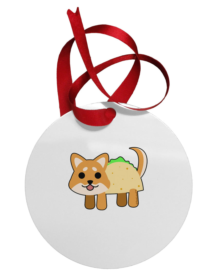 Cute Taco Dog Circular Metal Ornament-Ornament-TooLoud-White-Davson Sales