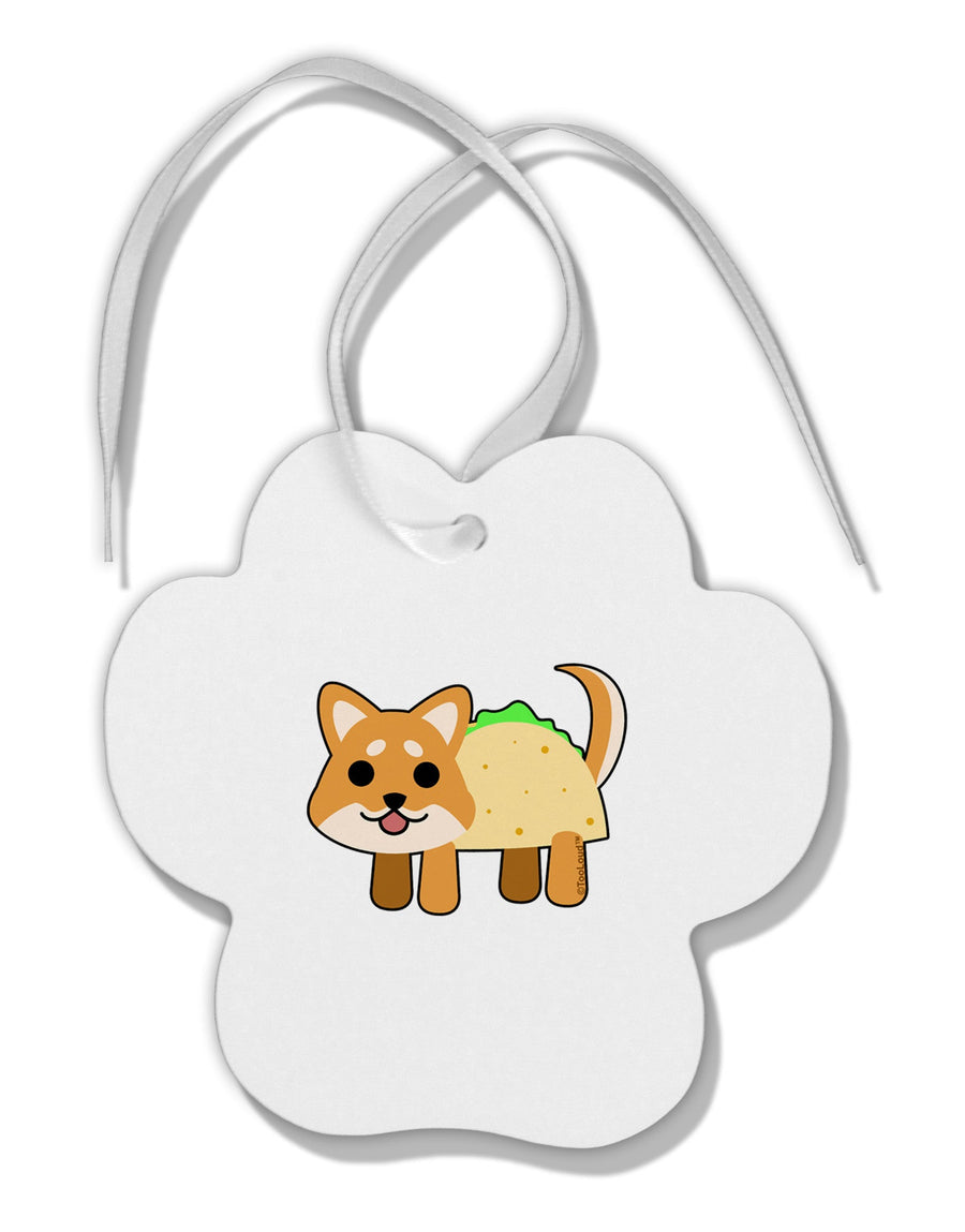 Cute Taco Dog Paw Print Shaped Ornament-Ornament-TooLoud-White-Davson Sales