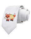 Cute Taco Fox Printed White Necktie