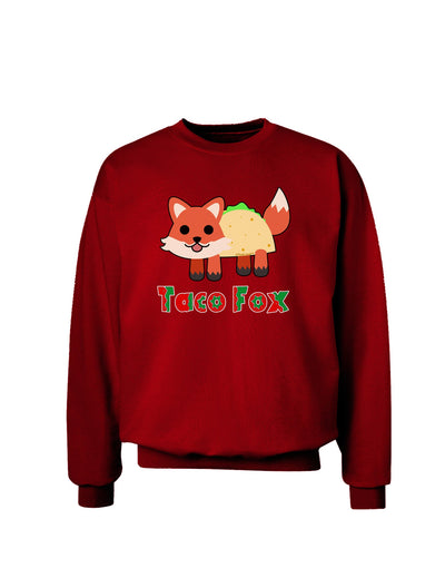 Cute Taco Fox Text Adult Dark Sweatshirt-Sweatshirts-TooLoud-Deep-Red-Small-Davson Sales