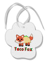 Cute Taco Fox Text Paw Print Shaped Ornament-Ornament-TooLoud-White-Davson Sales