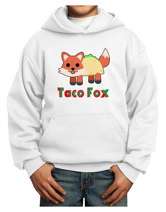 Cute Taco Fox Text Youth Hoodie Pullover Sweatshirt-Youth Hoodie-TooLoud-White-XS-Davson Sales
