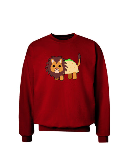 Cute Taco Lion Adult Dark Sweatshirt-Sweatshirts-TooLoud-Deep-Red-Small-Davson Sales