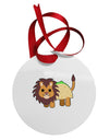Cute Taco Lion Circular Metal Ornament-Ornament-TooLoud-White-Davson Sales