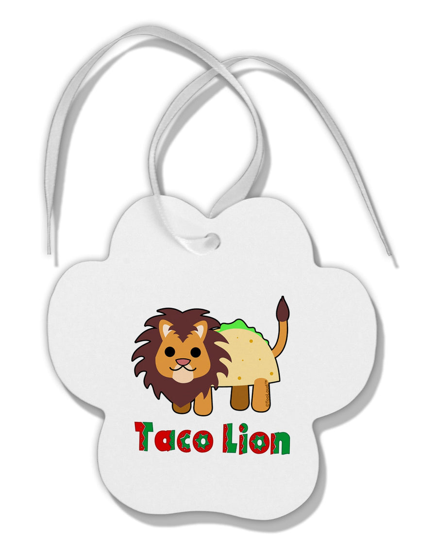 Cute Taco Lion Text Paw Print Shaped Ornament-Ornament-TooLoud-White-Davson Sales