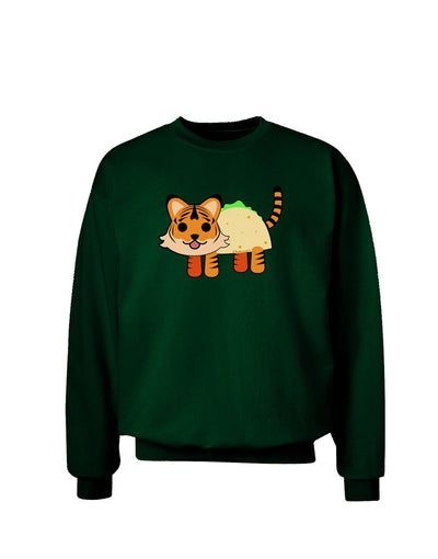 Cute Taco Tiger Adult Dark Sweatshirt-Sweatshirts-TooLoud-Deep-Forest-Green-Small-Davson Sales