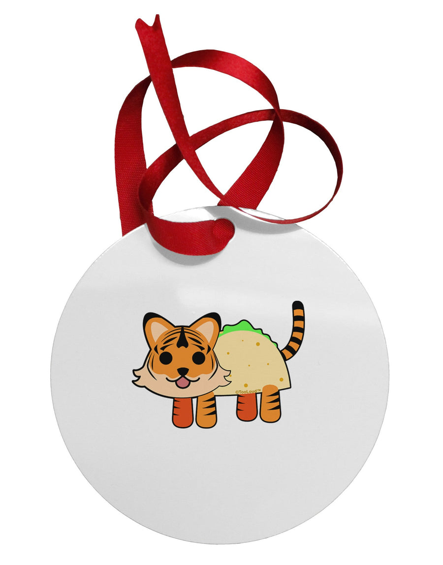 Cute Taco Tiger Circular Metal Ornament-Ornament-TooLoud-White-Davson Sales