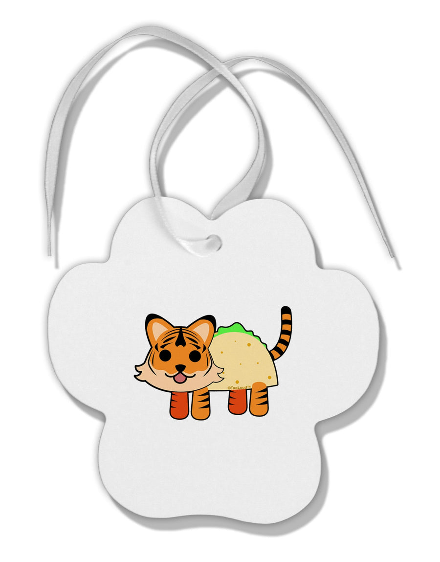 Cute Taco Tiger Paw Print Shaped Ornament-Ornament-TooLoud-White-Davson Sales