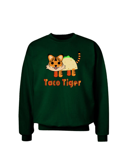 Cute Taco Tiger Text Adult Dark Sweatshirt-Sweatshirts-TooLoud-Deep-Forest-Green-Small-Davson Sales