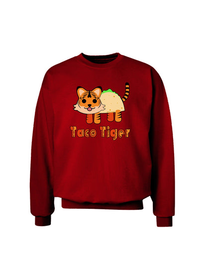 Cute Taco Tiger Text Adult Dark Sweatshirt-Sweatshirts-TooLoud-Deep-Red-Small-Davson Sales