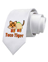 Cute Taco Tiger Text Printed White Necktie