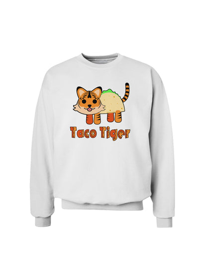 Cute Taco Tiger Text Sweatshirt-Sweatshirts-TooLoud-White-Small-Davson Sales