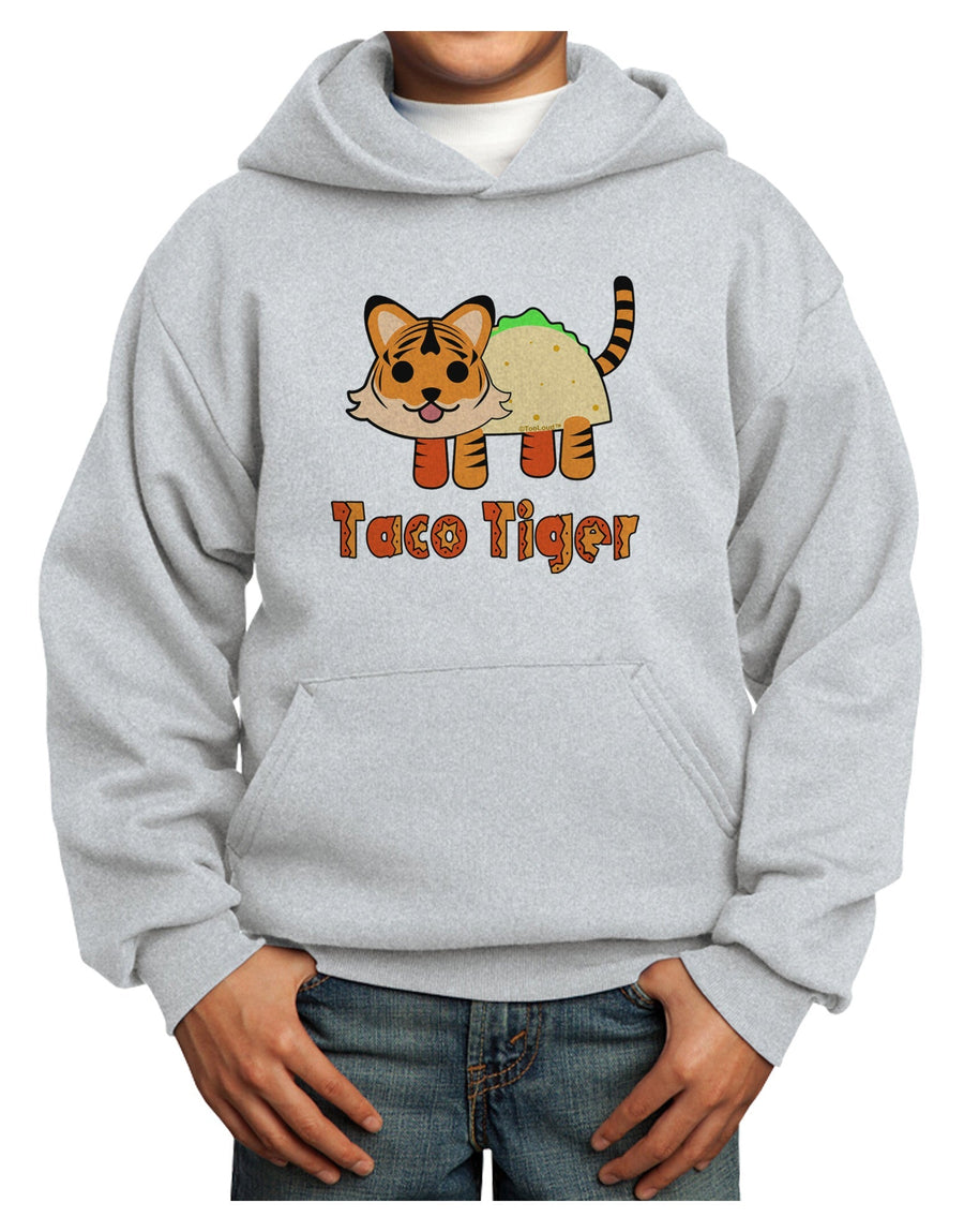 Cute Taco Tiger Text Youth Hoodie Pullover Sweatshirt-Youth Hoodie-TooLoud-White-XS-Davson Sales