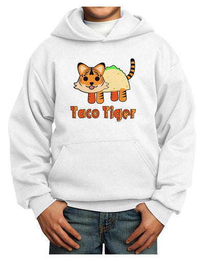 Cute Taco Tiger Text Youth Hoodie Pullover Sweatshirt-Youth Hoodie-TooLoud-White-XS-Davson Sales