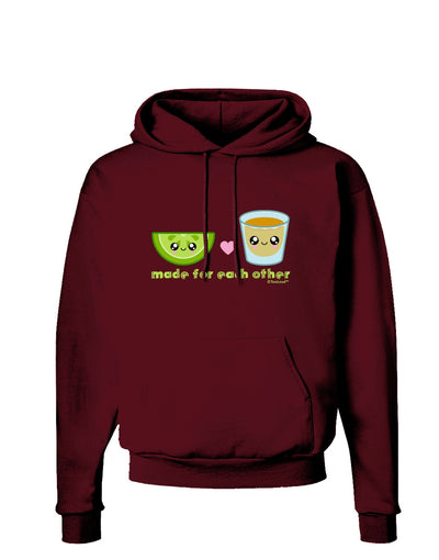 Cute Tequila Shot and Lime - Made For Each Other Dark Hoodie Sweatshirt by TooLoud-Hoodie-TooLoud-Maroon-Small-Davson Sales