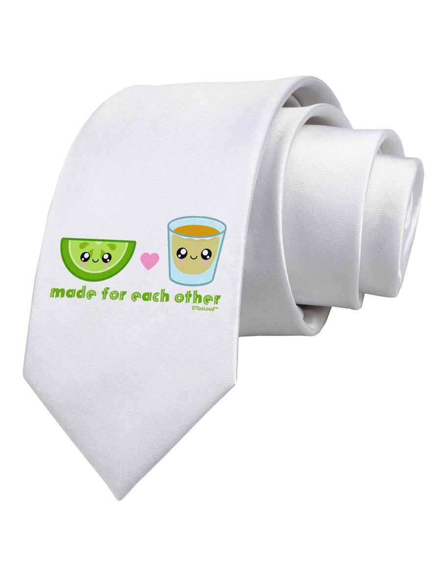 Cute Tequila Shot and Lime - Made For Each Other Printed White Necktie by TooLoud