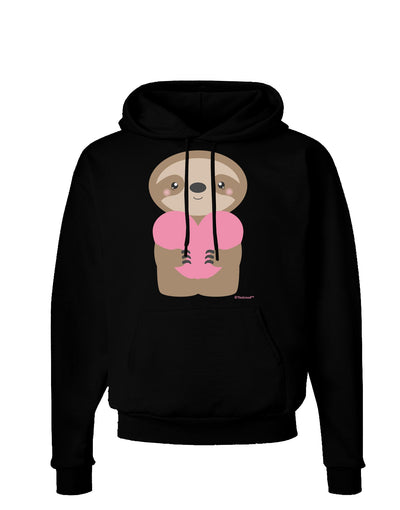 Cute Valentine Sloth Holding Heart Dark Hoodie Sweatshirt by TooLoud-Hoodie-TooLoud-Black-Small-Davson Sales