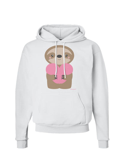 Cute Valentine Sloth Holding Heart Hoodie Sweatshirt by TooLoud-Hoodie-TooLoud-White-Small-Davson Sales