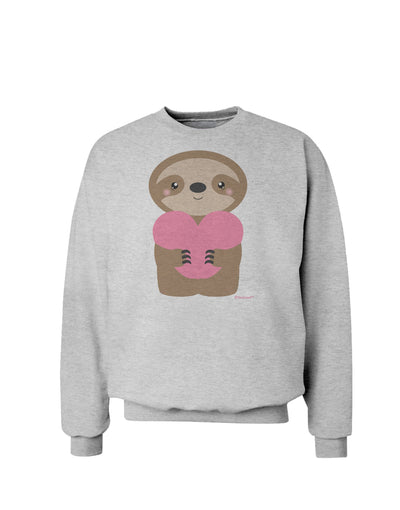 Cute Valentine Sloth Holding Heart Sweatshirt by TooLoud-Sweatshirts-TooLoud-AshGray-Small-Davson Sales