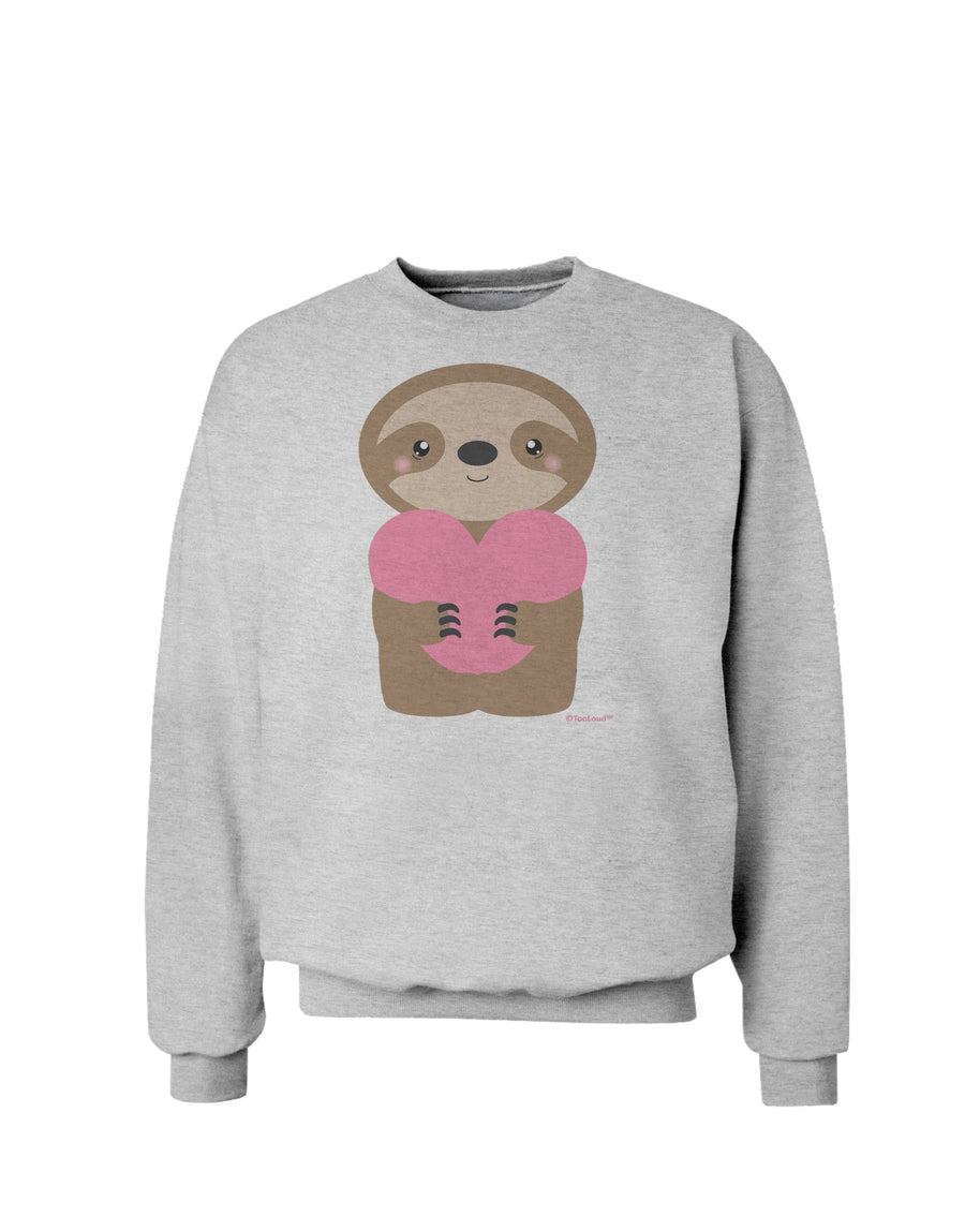 Cute Valentine Sloth Holding Heart Sweatshirt by TooLoud-Sweatshirts-TooLoud-White-Small-Davson Sales