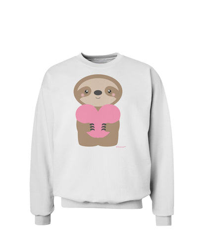 Cute Valentine Sloth Holding Heart Sweatshirt by TooLoud-Sweatshirts-TooLoud-White-Small-Davson Sales