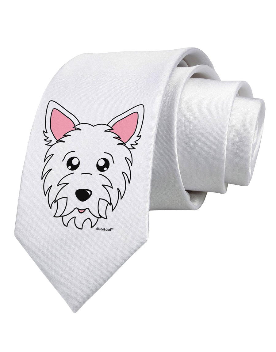 Cute West Highland White Terrier Westie Dog Printed White Necktie by TooLoud