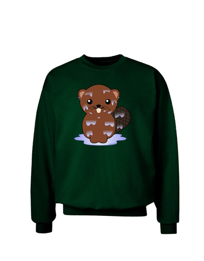 Cute Wet Beaver Adult Dark Sweatshirt-Sweatshirts-TooLoud-Deep-Forest-Green-Small-Davson Sales