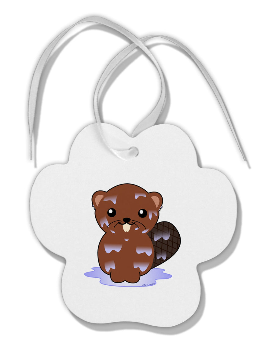 Cute Wet Beaver Paw Print Shaped Ornament-Ornament-TooLoud-White-Davson Sales