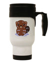 Cute Wet Beaver Stainless Steel 14oz Travel Mug-Travel Mugs-TooLoud-White-Davson Sales