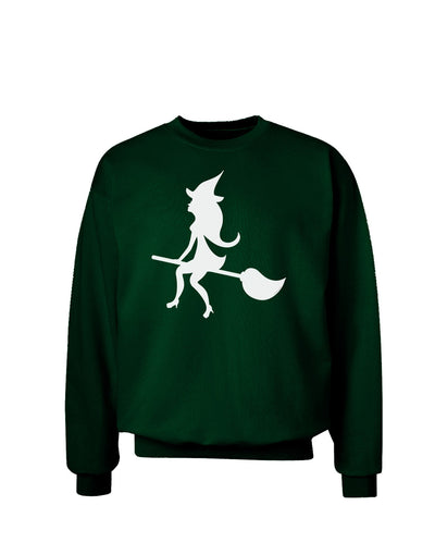 Cute Witch on Broom Silhouette Halloween Adult Dark Sweatshirt-Sweatshirts-TooLoud-Deep-Forest-Green-Small-Davson Sales