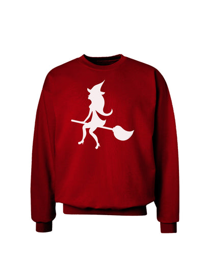 Cute Witch on Broom Silhouette Halloween Adult Dark Sweatshirt-Sweatshirts-TooLoud-Deep-Red-Small-Davson Sales