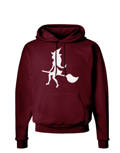 Cute Witch on Broom Silhouette Halloween Dark Hoodie Sweatshirt-Hoodie-TooLoud-Maroon-Small-Davson Sales