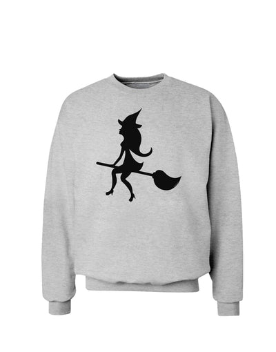 Cute Witch on Broom Silhouette Halloween Sweatshirt-Sweatshirts-TooLoud-AshGray-Small-Davson Sales