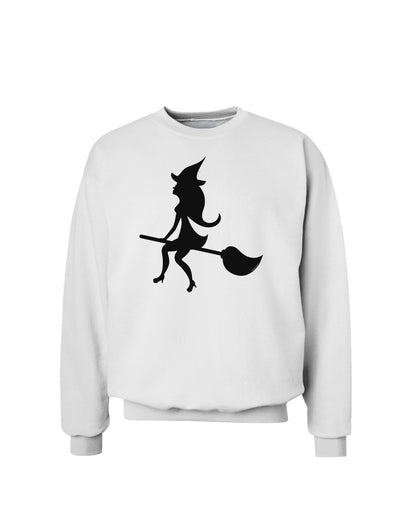 Cute Witch on Broom Silhouette Halloween Sweatshirt-Sweatshirts-TooLoud-White-Small-Davson Sales