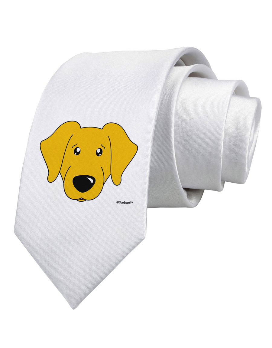 Cute Yellow Labrador Retriever Dog Printed White Necktie by TooLoud