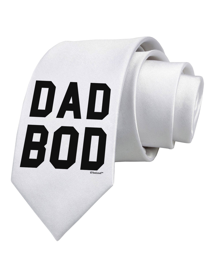 Dad Bod Design Printed White Necktie by TooLoud