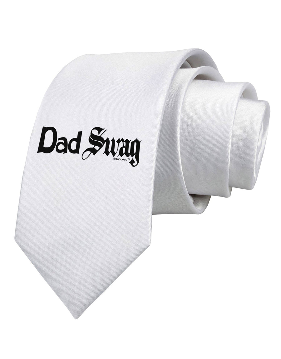 Dad Swag Text Printed White Necktie by TooLoud